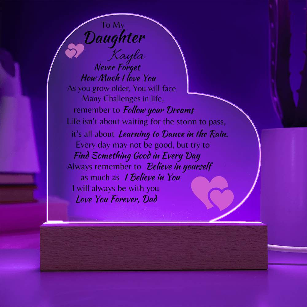 Love You Forever Daughter Acrylic Heart Plaque from Dad