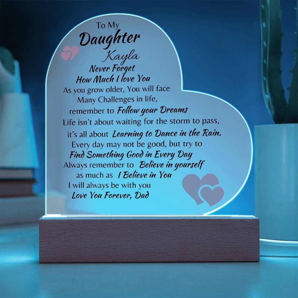 Love You Forever Daughter Acrylic Heart Plaque from Dad