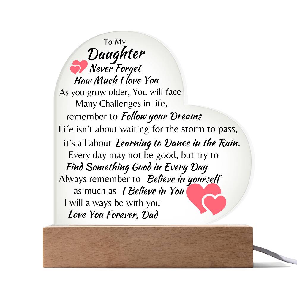 To My Daughter Acylic Placque