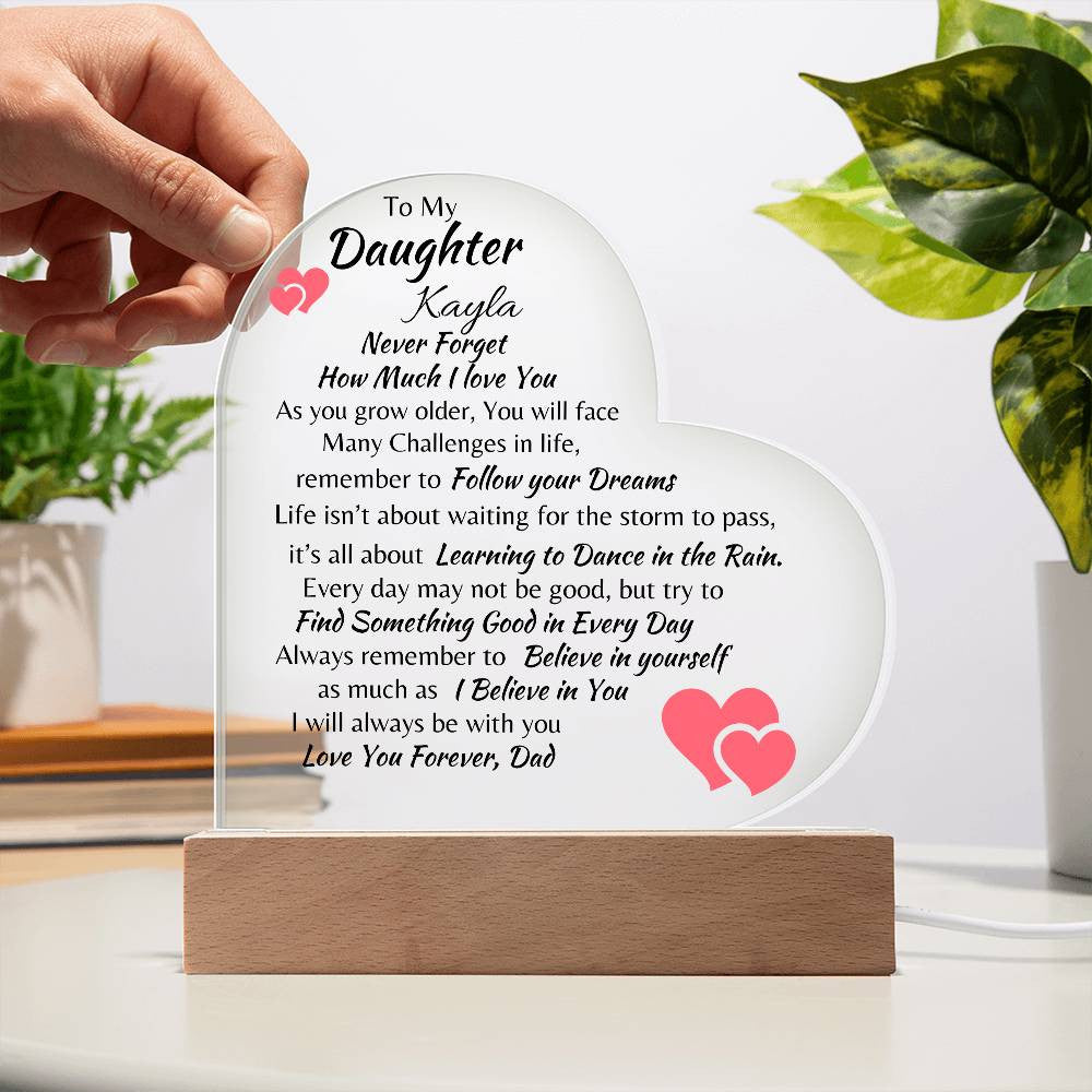Love You Forever Daughter Acrylic Heart Plaque from Dad