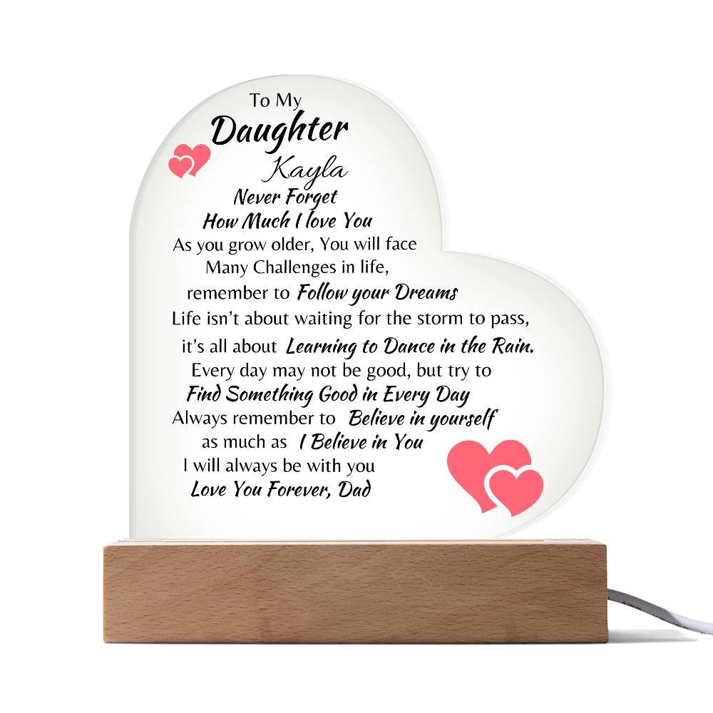 Love You Forever Daughter Acrylic Heart Plaque from Dad